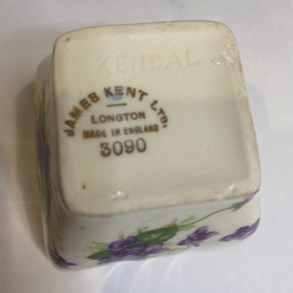 Vtg James Kent Bone China Cream, Sugar and Tray to Hold Both Purple Flowers - Picture 14 of 14